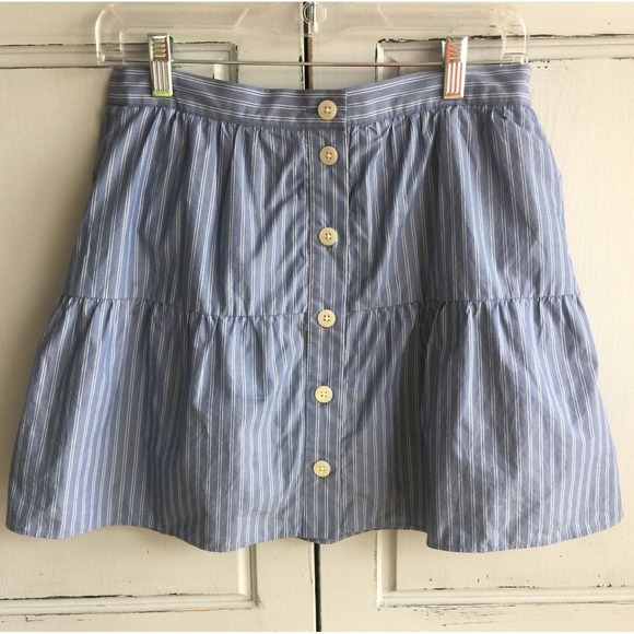 Madewell Dresses & Skirts - Madewell Bistro Small Mini Skirt Blue / White Stripes Chambray Denim Lined